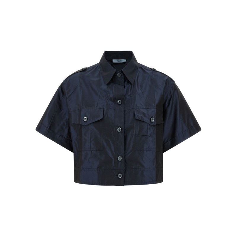 Cropped taffeta shirt
