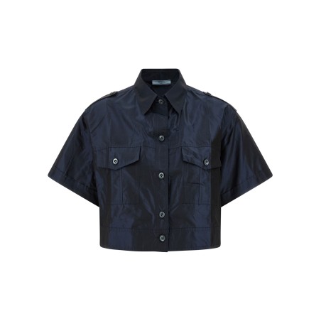 Cropped taffeta shirt