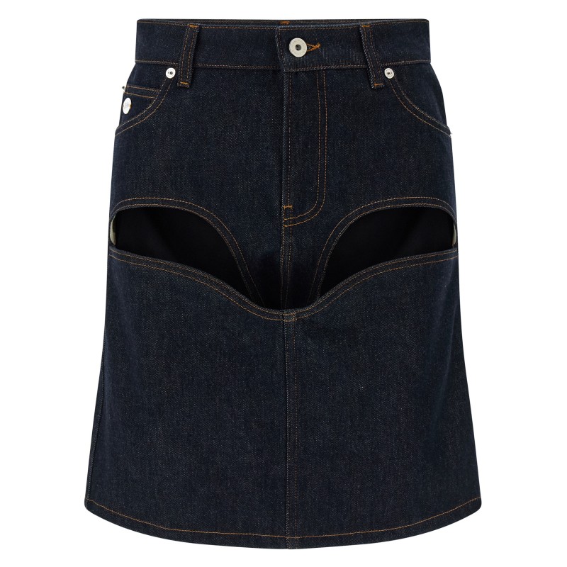 'Denim Mini Skirt With Cuts And Turn Up' skirt