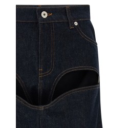 'Denim Mini Skirt With Cuts And Turn Up' skirt