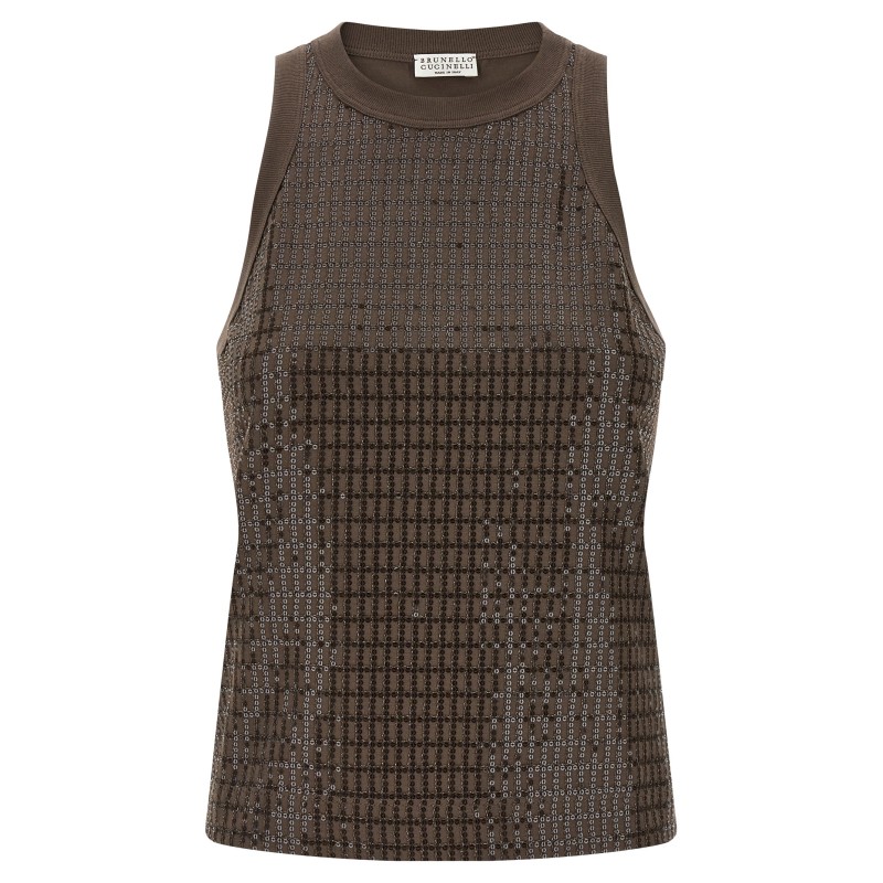 'Dazzling Check Embroidery' top