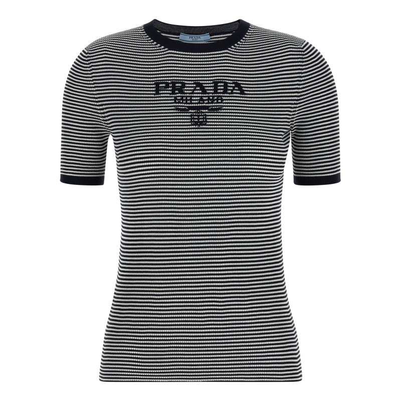 Striped silk t-shirt