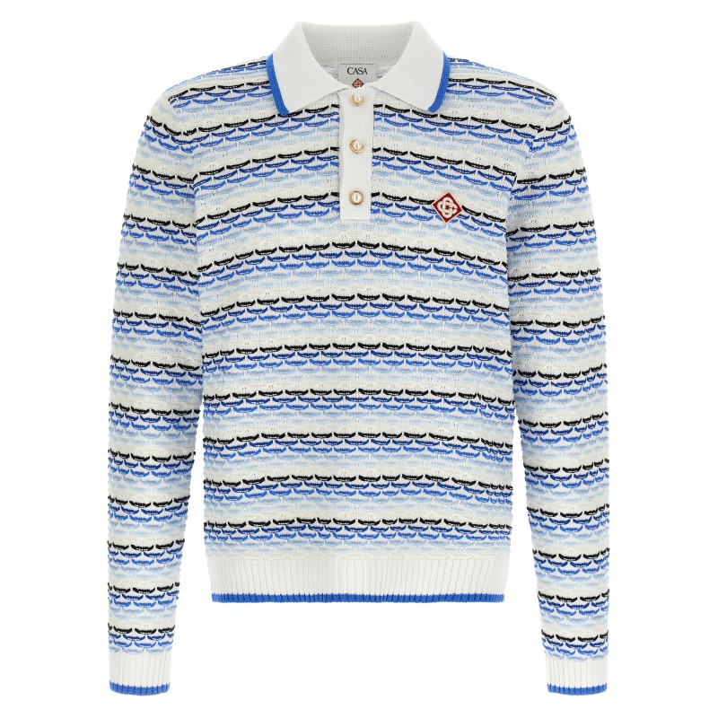'Tuck Stitch Long Sleeve' polo shirt