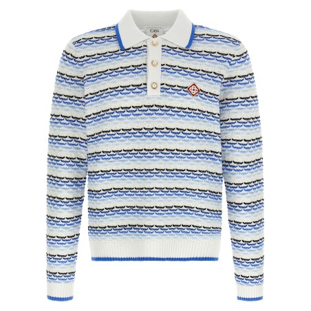 'Tuck Stitch Long Sleeve' polo shirt