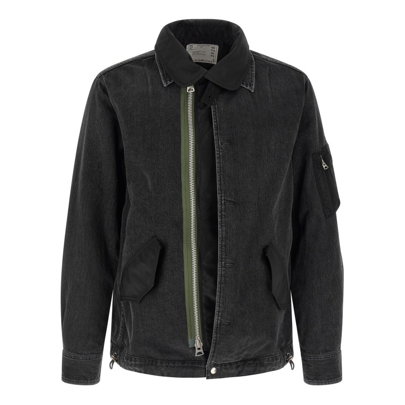 Nylon insert denim jacket