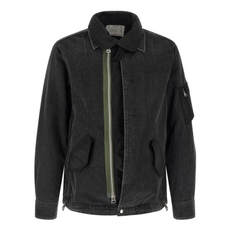 Nylon insert denim jacket