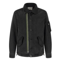 Nylon insert denim jacket