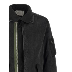 Nylon insert denim jacket