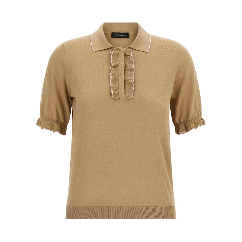 Cotton silk polo shirt