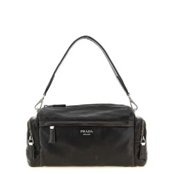 Aged effect nappa leather crossbody bag
