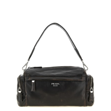 Aged effect nappa leather crossbody bag