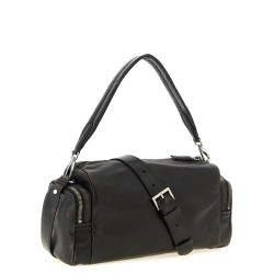 Aged effect nappa leather crossbody bag