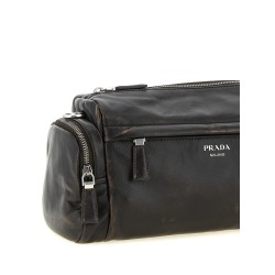 Aged effect nappa leather crossbody bag