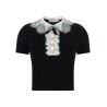 'Black Knit Lace Collar' top