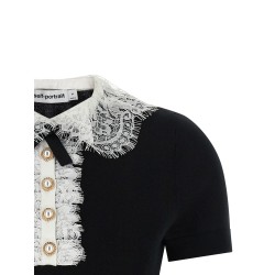 'Black Knit Lace Collar' top
