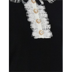 'Black Knit Lace Collar' top