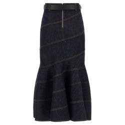 'Indigo Denim Belted Midi' skirt