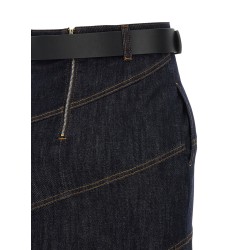 'Indigo Denim Belted Midi' skirt
