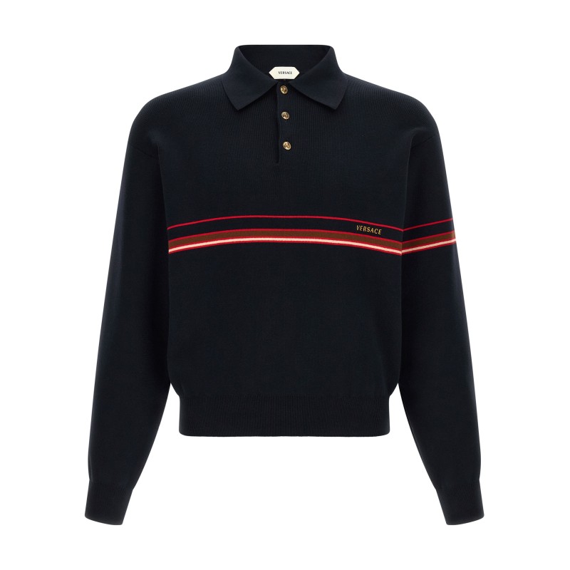 Inlaid striped polo shirt