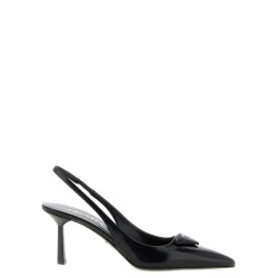 Brushed leather slingback