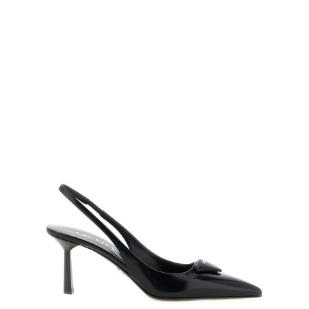 Brushed leather slingback