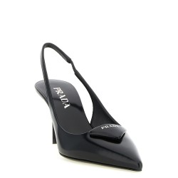 Brushed leather slingback