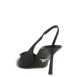 Brushed leather slingback