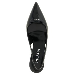Brushed leather slingback