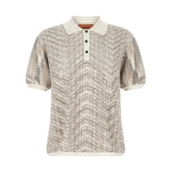 'zig-zag' knit polo shirt