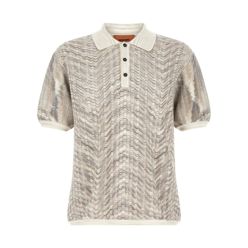 'zig-zag' knit polo shirt