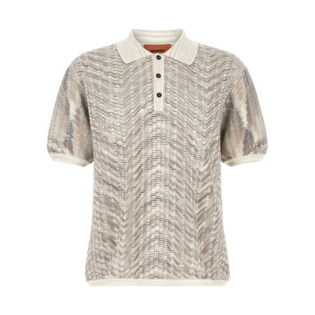'zig-zag' knit polo shirt