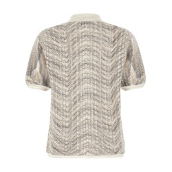 'zig-zag' knit polo shirt