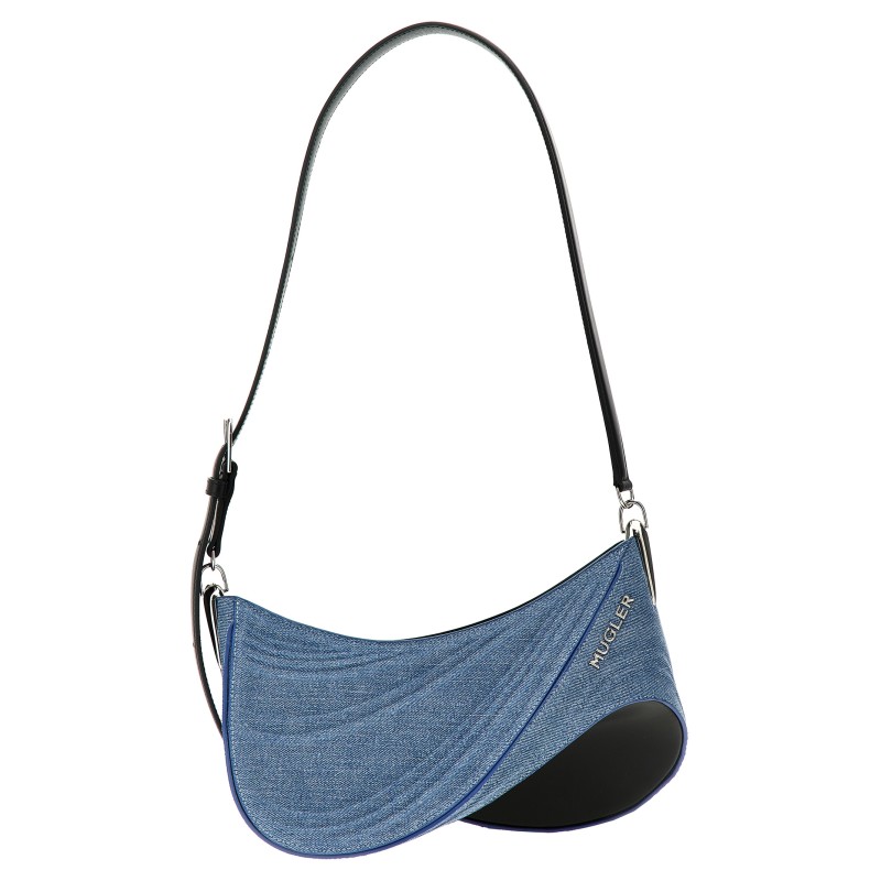 'medium denim spiral curve 01' shoulder bag