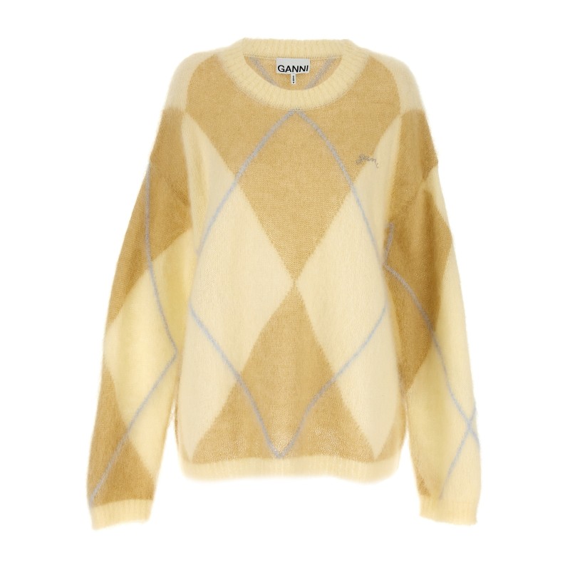 Logo embroidery diamond sweater