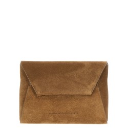 Monile suede clutch bag
