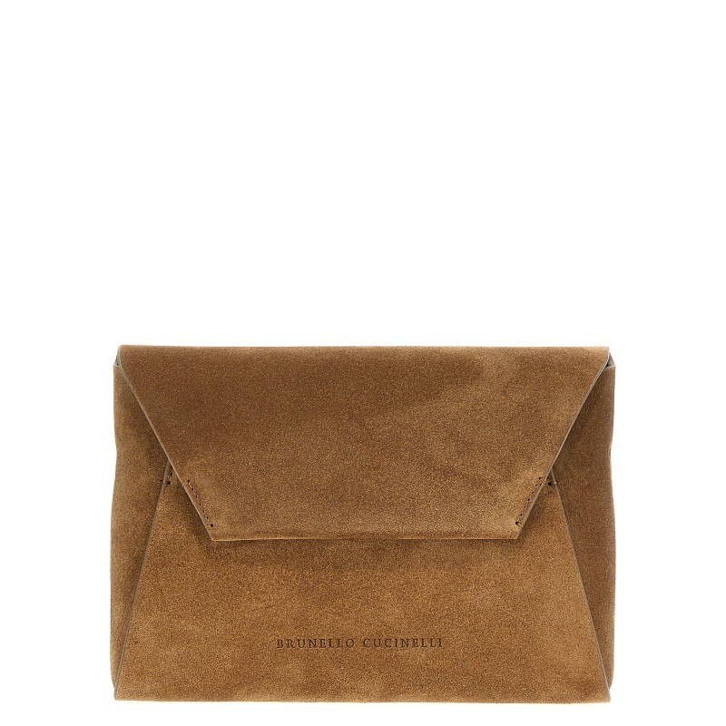 Monile suede clutch bag