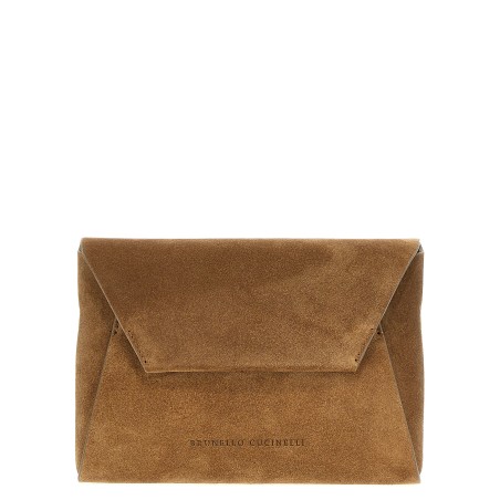 Monile suede clutch bag