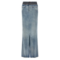 Slits denim skirt