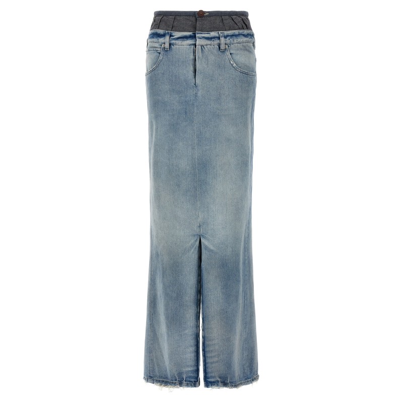 Slits denim skirt