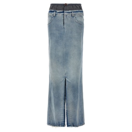 Slits denim skirt