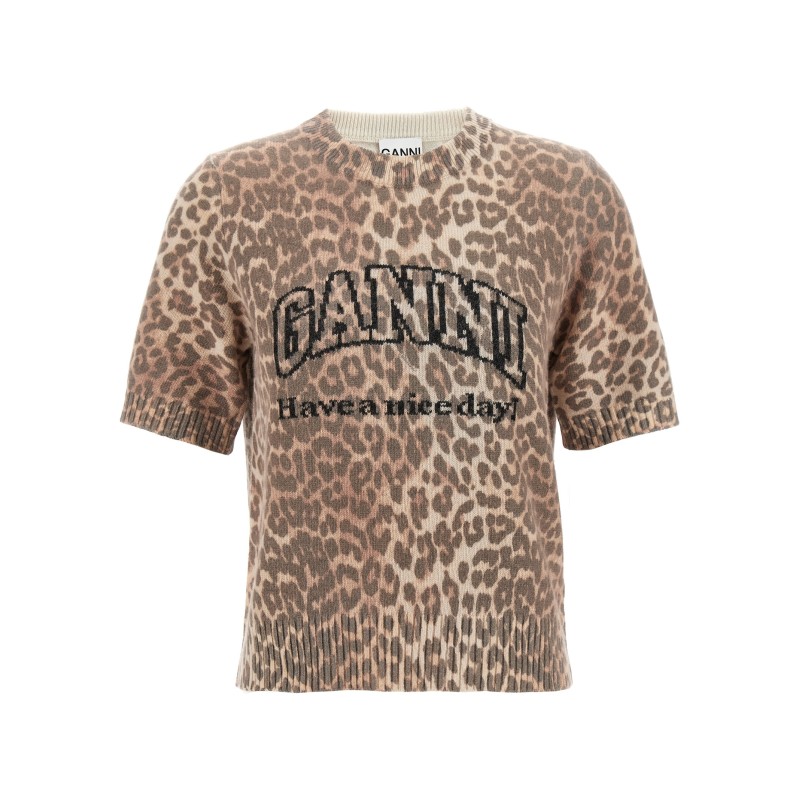 'Leopard Wool Mix' T-shirt