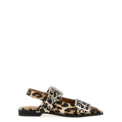 'Leopard Satin Feminine Buckle' slingback
