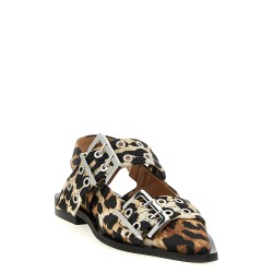 'Leopard Satin Feminine Buckle' slingback