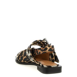 'Leopard Satin Feminine Buckle' slingback