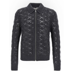 Openwork wool cardigan