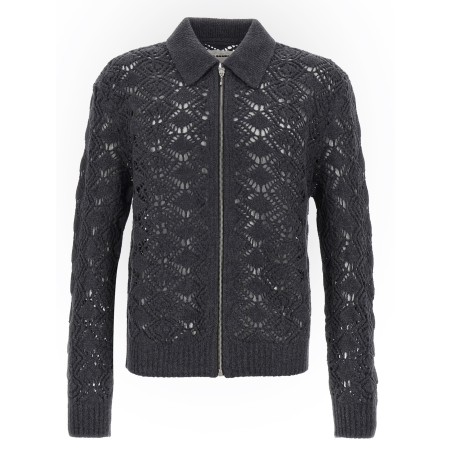 Openwork wool cardigan