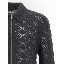 Openwork wool cardigan