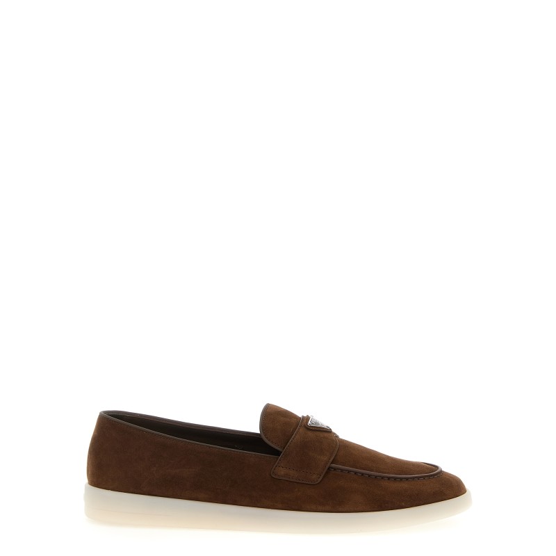 Logo suede loafers