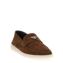 Logo suede loafers