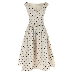 'Cream Polka Dot Cotton Midi' dress